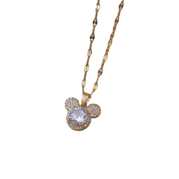 Disney Mickey Ears Diamond Gold Toned Necklace - Picture 2 of 3